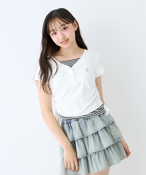 セール】【LTXC】柄キャミレイヤード半袖テレコ（Tシャツ/カットソー