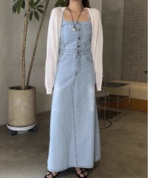 フロントボタンデニムキャミワンピース