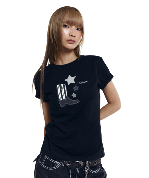 AAKAM（アーカム）の「Western Boots Half Top (Black)（Tシャツ/カットソー・レディース・その他・1/2）」の4枚目の写真