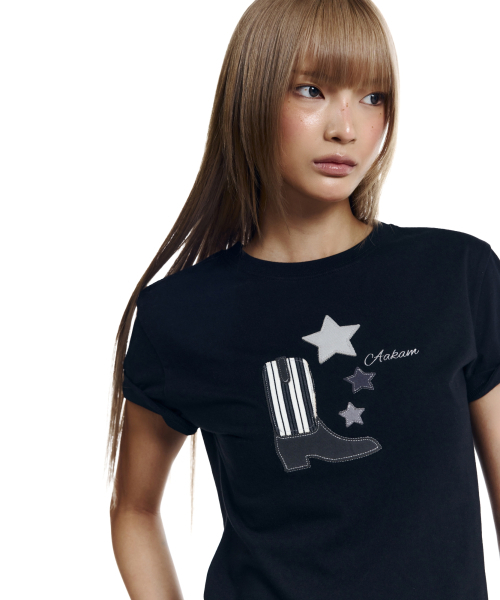 AAKAM（アーカム）の「Western Boots Half Top (Black)（Tシャツ/カットソー・レディース・その他・1/2）」の6枚目の写真