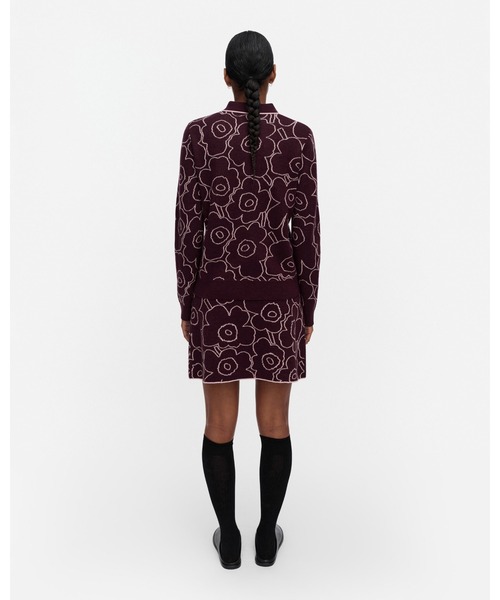 marimekko(マリメッコ)の「Toistuva Piirto Unikko / knitted skirt(スカート・レディース・ダークパープル・SMALL)」の5枚目の写真