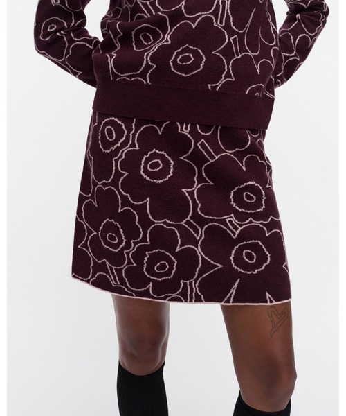 marimekko(マリメッコ)の「Toistuva Piirto Unikko / knitted skirt(スカート・レディース・ダークパープル・SMALL)」の6枚目の写真
