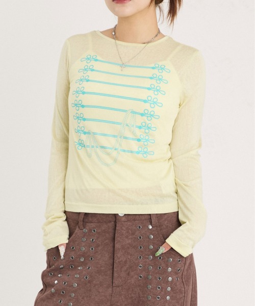 sedacle girl(セダクルガール)の「ナポレオンプリントロンT(Tシャツ/カットソー・レディース・ブラック/オフホワイト/グレー/ミント/レモンイエロー・SMALL/MEDIUM)」の5枚目の写真
