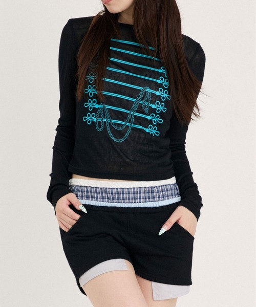 sedacle girl(セダクルガール)の「ナポレオンプリントロンT(Tシャツ/カットソー・レディース・ブラック/オフホワイト/グレー/ミント/レモンイエロー・SMALL/MEDIUM)」の3枚目の写真