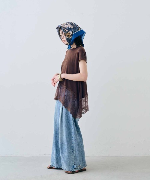 MEDE19F(メデジュウキュウ)の「MEDE19F ヘムレースフレンチスリーブトップス(Tシャツ/カットソー・レディース・ダークブラウン/ブラック/ホワイト・L/M/LL)」の20枚目の写真