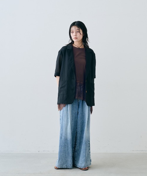 MEDE19F(メデジュウキュウ)の「MEDE19F ヘムレースフレンチスリーブトップス(Tシャツ/カットソー・レディース・ダークブラウン/ブラック/ホワイト・L/M/LL)」の22枚目の写真