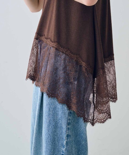 MEDE19F(メデジュウキュウ)の「MEDE19F ヘムレースフレンチスリーブトップス(Tシャツ/カットソー・レディース・ダークブラウン/ブラック/ホワイト・L/M/LL)」の11枚目の写真