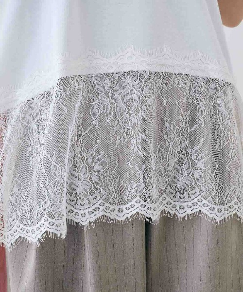 MEDE19F(メデジュウキュウ)の「MEDE19F ヘムレースフレンチスリーブトップス(Tシャツ/カットソー・レディース・ダークブラウン/ブラック/ホワイト・L/M/LL)」の12枚目の写真
