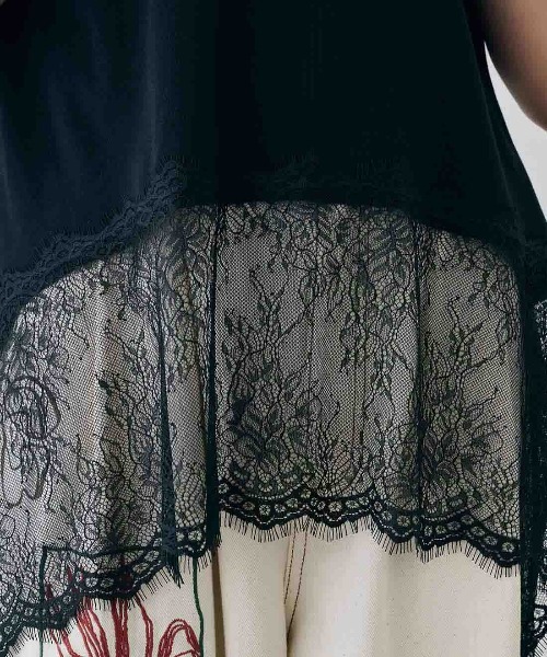 MEDE19F(メデジュウキュウ)の「MEDE19F ヘムレースフレンチスリーブトップス(Tシャツ/カットソー・レディース・ダークブラウン/ブラック/ホワイト・L/M/LL)」の13枚目の写真