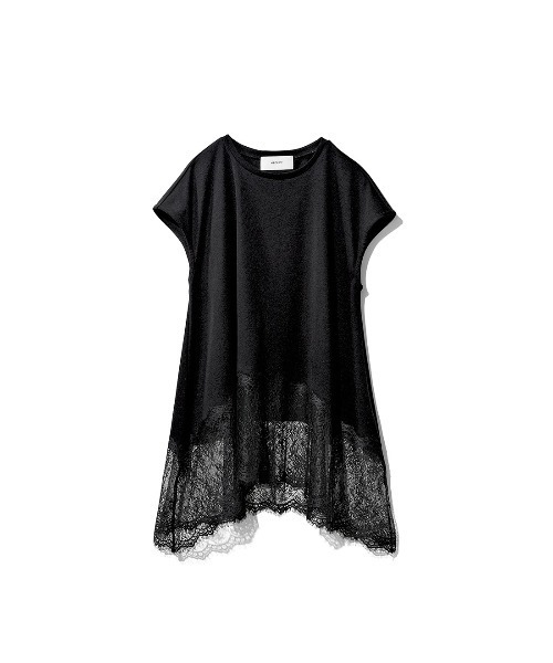 MEDE19F(メデジュウキュウ)の「MEDE19F ヘムレースフレンチスリーブトップス(Tシャツ/カットソー・レディース・ダークブラウン/ブラック/ホワイト・L/M/LL)」の5枚目の写真