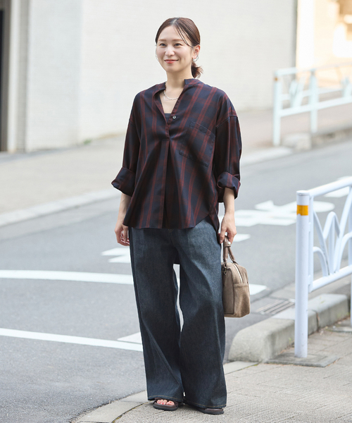 JOURNAL STANDARD（ジャーナルスタンダード）の「STANDPULL STRAIGHT SLEEVE（シャツ/ブラウス・レディース・ネイビー/チョコ・FREE）」の6枚目の写真