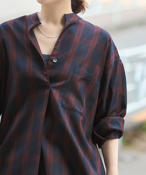JOURNAL STANDARD（ジャーナルスタンダード）の「STANDPULL STRAIGHT SLEEVE（シャツ/ブラウス・レディース・ネイビー/チョコ・FREE）」の19枚目の写真
