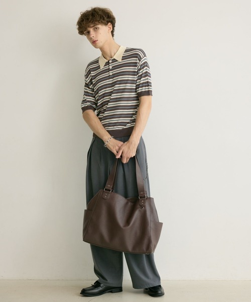PBLIM（ページボーイリム）の「《UNISEX/ポーチ付き/PCポケット/A4サイズ収納可能》ガセットトートバッグ（トートバッグ・レディース・ブラウン/ブラック・FREE）」の12枚目の写真