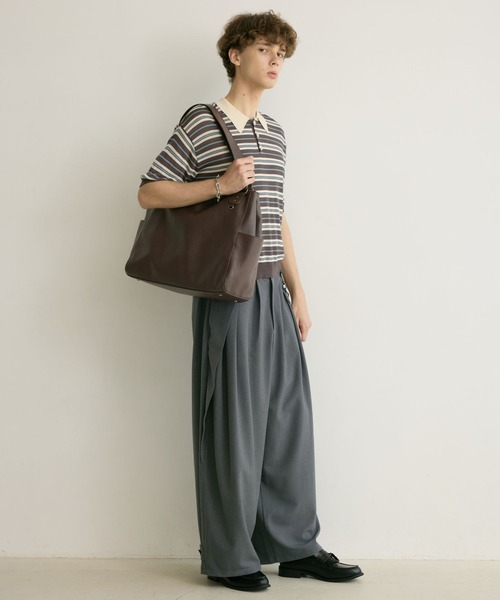 PBLIM（ページボーイリム）の「《UNISEX/ポーチ付き/PCポケット/A4サイズ収納可能》ガセットトートバッグ（トートバッグ・レディース・ブラウン/ブラック・FREE）」の13枚目の写真