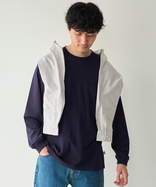 coen(コーエン)の「【Tough&Soft】天竺coenロゴ刺繍入り無地長袖Tシャツ(Tシャツ/カットソー・メンズ・ホワイト/ネイビー/グレー・S/XL/L/M)」の11枚目の写真