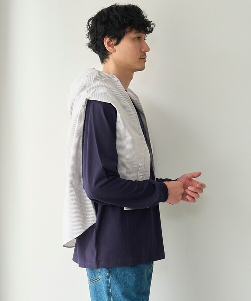 coen(コーエン)の「【Tough&Soft】天竺coenロゴ刺繍入り無地長袖Tシャツ(Tシャツ/カットソー・メンズ・ホワイト/ネイビー/グレー・S/XL/L/M)」の12枚目の写真