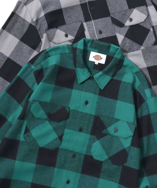 Dickies(ディッキーズ)の「Dickies/ディッキーズ Check Flannel Shirt/オーバーサイズ コットン オンブレチェック ブロックチェック フランネルシャツ/ワークシャツ/長袖シャツ/レディース メンズ(シャツ/ブラウス・メンズ・レッド/ブルー/グレー系その他/レッド系その他/グリーン系その他/ホワイト系その他/ブラウン/ブラック・M/XL/L)」の5枚目の写真