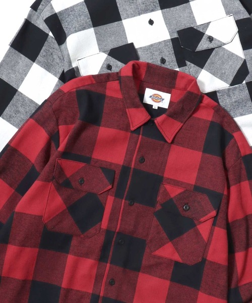 Dickies(ディッキーズ)の「Dickies/ディッキーズ Check Flannel Shirt/オーバーサイズ コットン オンブレチェック ブロックチェック フランネルシャツ/ワークシャツ/長袖シャツ/レディース メンズ(シャツ/ブラウス・メンズ・レッド/ブルー/グレー系その他/レッド系その他/グリーン系その他/ホワイト系その他/ブラウン/ブラック・M/XL/L)」の8枚目の写真