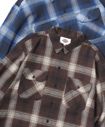 Dickies/ディッキーズ Check Flannel Shirt/オーバーサイズ コットン オンブレチェック ブロックチェック フランネルシャツ/ワークシャツ/長袖シャツ/レディース メンズ