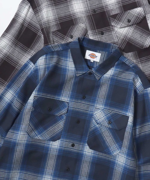 Dickies(ディッキーズ)の「Dickies/ディッキーズ Check Flannel Shirt/オーバーサイズ コットン オンブレチェック ブロックチェック フランネルシャツ/ワークシャツ/長袖シャツ/レディース メンズ(シャツ/ブラウス・メンズ・レッド/ブルー/グレー系その他/レッド系その他/グリーン系その他/ホワイト系その他/ブラウン/ブラック・M/XL/L)」の6枚目の写真