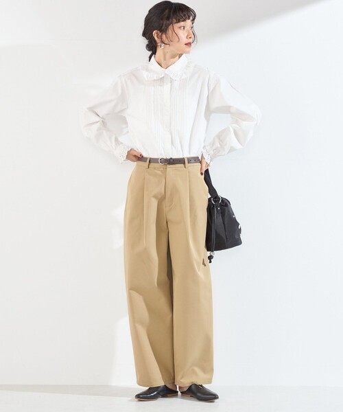 SHIPS Colors(シップス カラーズ)の「〈手洗い可能〉レースカラー ピンタック シャツ◇(Tシャツ/カットソー・レディース・オフホワイト/ライトブルー/ブラック・ONE SIZE)」の5枚目の写真