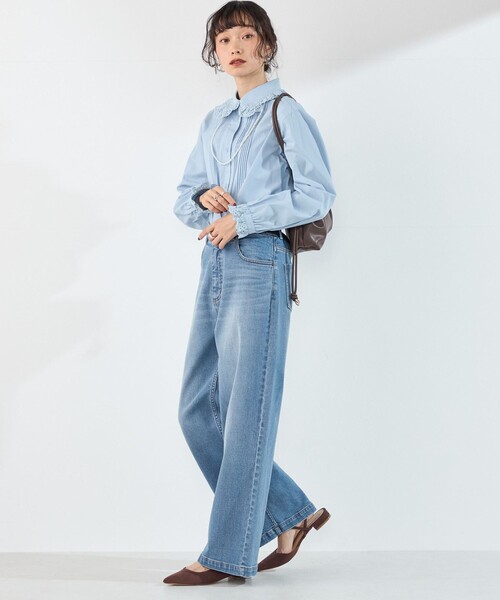 SHIPS Colors(シップス カラーズ)の「〈手洗い可能〉レースカラー ピンタック シャツ◇(Tシャツ/カットソー・レディース・オフホワイト/ライトブルー/ブラック・ONE SIZE)」の7枚目の写真