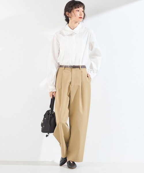SHIPS Colors(シップス カラーズ)の「〈手洗い可能〉レースカラー ピンタック シャツ◇(Tシャツ/カットソー・レディース・オフホワイト/ライトブルー/ブラック・ONE SIZE)」の14枚目の写真