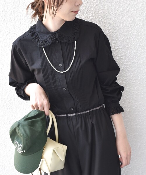 SHIPS Colors(シップス カラーズ)の「〈手洗い可能〉レースカラー ピンタック シャツ◇(Tシャツ/カットソー・レディース・オフホワイト/ライトブルー/ブラック・ONE SIZE)」の19枚目の写真