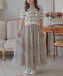 Dot tulle tiered skirt