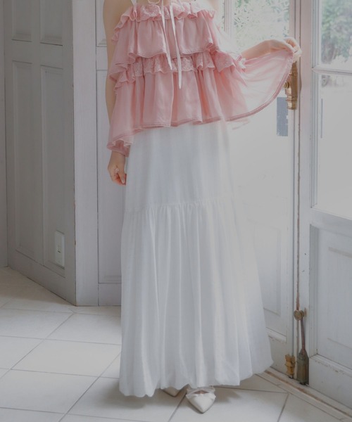 umm.clair(ウムクレール)の「Dot tulle tiered skirt(スカート・レディース・オフホワイト/グレー・FREE)」の2枚目の写真