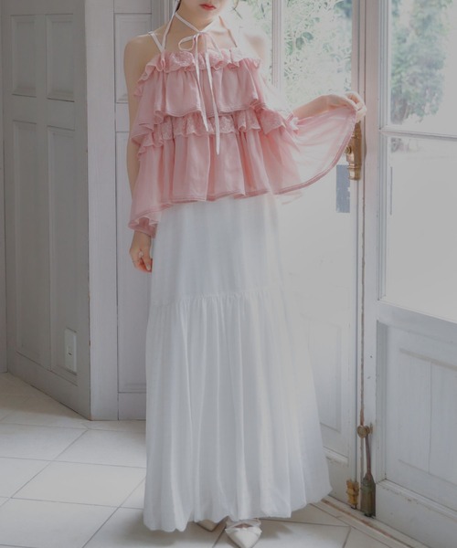 umm.clair(ウムクレール)の「Dot tulle tiered skirt(スカート・レディース・オフホワイト/グレー・FREE)」の3枚目の写真