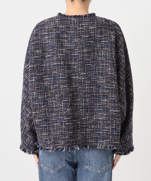 journal standard L'essage(ジャーナルスタンダードレサージュ)の「GIOLICA TWEED ドルマンジャケット(ノーカラージャケット・レディース・ネイビー・FREE)」の11枚目の写真