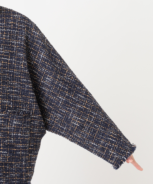 journal standard L'essage(ジャーナルスタンダードレサージュ)の「GIOLICA TWEED ドルマンジャケット(ノーカラージャケット・レディース・ネイビー・FREE)」の13枚目の写真