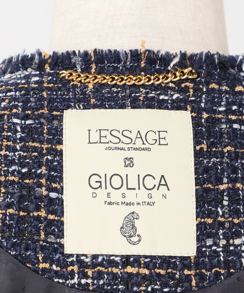 journal standard L'essage(ジャーナルスタンダードレサージュ)の「GIOLICA TWEED ドルマンジャケット(ノーカラージャケット・レディース・ネイビー・FREE)」の16枚目の写真