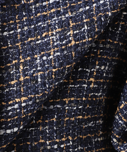 journal standard L'essage(ジャーナルスタンダードレサージュ)の「GIOLICA TWEED ドルマンジャケット(ノーカラージャケット・レディース・ネイビー・FREE)」の2枚目の写真