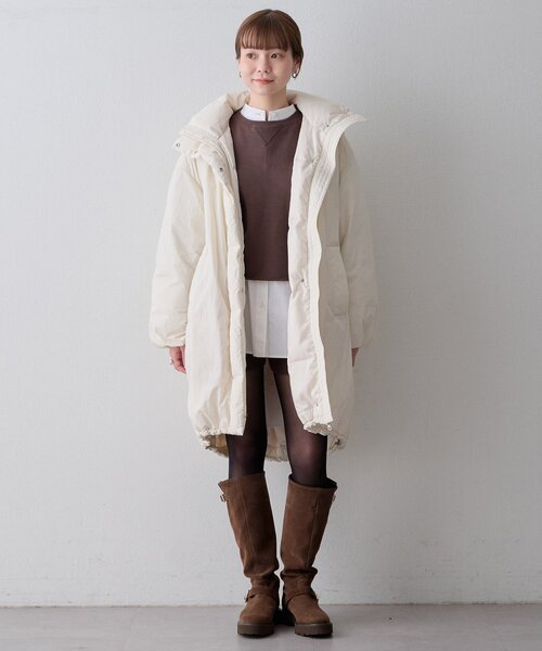 THE PAUSE(ザ ポーズ)の「〈WEB限定〉【THE PAUSE】フードロングダウンコート(ダウンジャケット/コート・レディース・アイボリー/ブラック・FREE)」の5枚目の写真