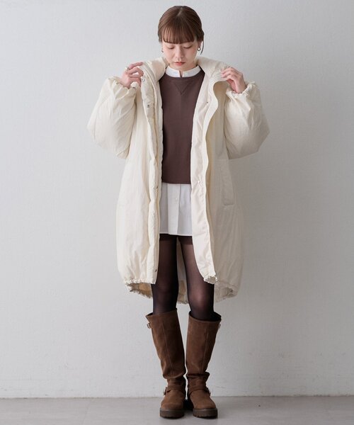 THE PAUSE(ザ ポーズ)の「〈WEB限定〉【THE PAUSE】フードロングダウンコート(ダウンジャケット/コート・レディース・アイボリー/ブラック・FREE)」の7枚目の写真