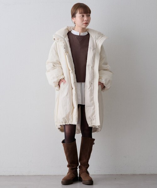 THE PAUSE(ザ ポーズ)の「〈WEB限定〉【THE PAUSE】フードロングダウンコート(ダウンジャケット/コート・レディース・アイボリー/ブラック・FREE)」の3枚目の写真