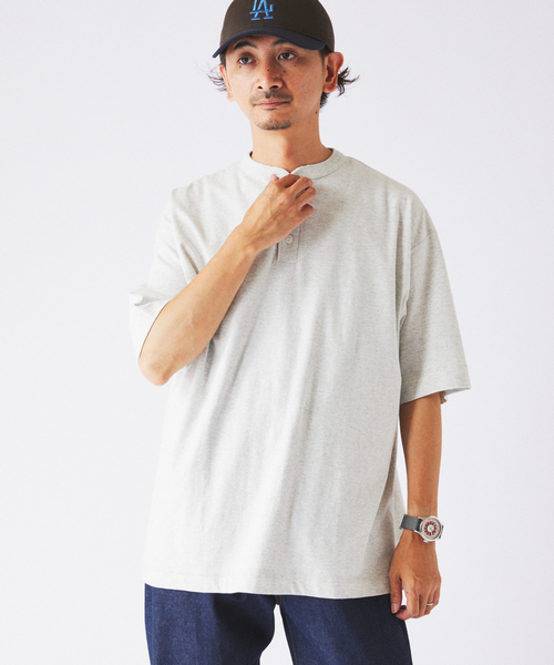 Healthknit(ヘルスニット)の「《追加》Healthknit / ヘルスニット 別注 ヘンリーネックTシャツ(Tシャツ/カットソー・メンズ・ブラック系その他/ホワイト/グレー/ブラウン/ネイビー・LARGE/X-LARGE/MEDIUM/SMALL)」の8枚目の写真