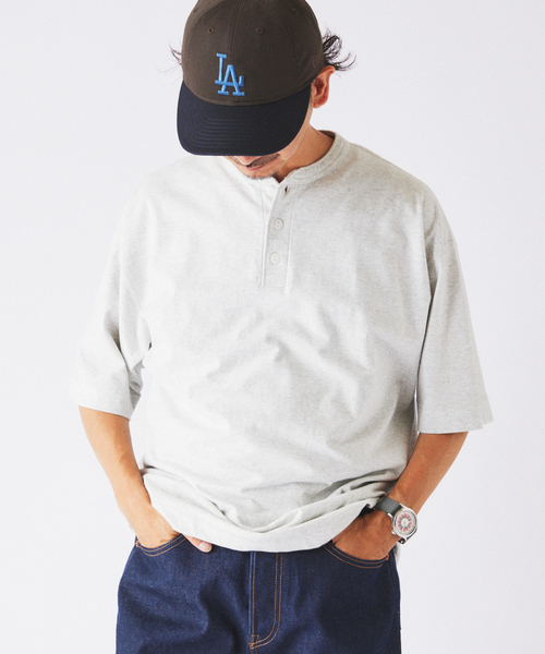Healthknit(ヘルスニット)の「《追加》Healthknit / ヘルスニット 別注 ヘンリーネックTシャツ(Tシャツ/カットソー・メンズ・ブラック系その他/ホワイト/グレー/ブラウン/ネイビー・LARGE/X-LARGE/MEDIUM/SMALL)」の10枚目の写真