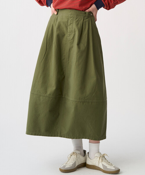 DANTON(ダントン)の「Women's Back Satin Cocoon Skirt(スカート・レディース・オリーブ/ベージュ/ブラック・38/36)」の1枚目の写真