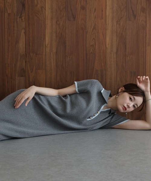 J by blue（ジェイバイブルー）の「バイカラースキッパーワンピース（ワンピース・レディース・グレー/ベージュ/ブラック・MEDIUM）」の2枚目の写真
