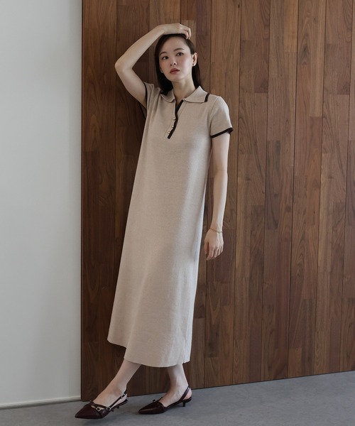 J by blue（ジェイバイブルー）の「バイカラースキッパーワンピース（ワンピース・レディース・グレー/ベージュ/ブラック・MEDIUM）」の5枚目の写真