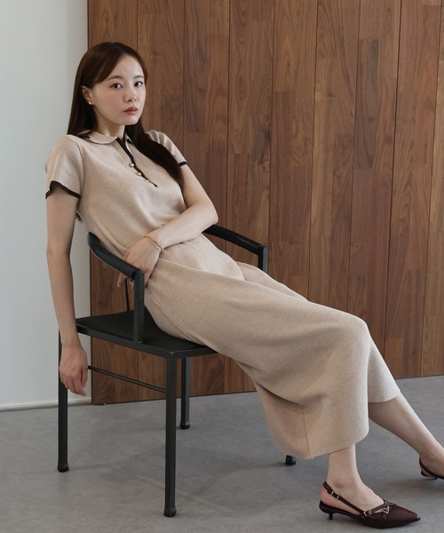 J by blue（ジェイバイブルー）の「バイカラースキッパーワンピース（ワンピース・レディース・グレー/ベージュ/ブラック・MEDIUM）」の6枚目の写真