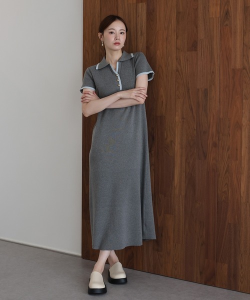 J by blue（ジェイバイブルー）の「バイカラースキッパーワンピース（ワンピース・レディース・グレー/ベージュ/ブラック・MEDIUM）」の7枚目の写真