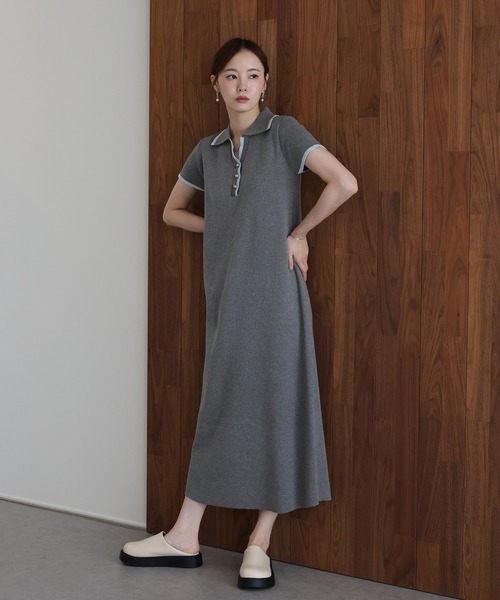 J by blue（ジェイバイブルー）の「バイカラースキッパーワンピース（ワンピース・レディース・グレー/ベージュ/ブラック・MEDIUM）」の8枚目の写真