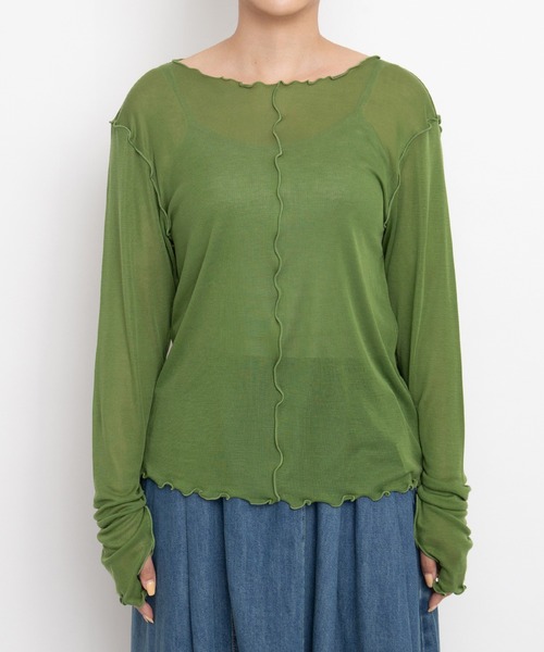 PUNYUS(プニュズ)の「【NEW SIZE】メロウシアートップス(Tシャツ/カットソー・レディース・イエロー/ブラック/ダークグレー/アイボリー/サックスブルー/カーキ・1/2/3/4/5)」の4枚目の写真