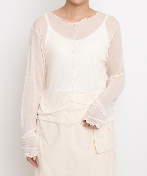 PUNYUS(プニュズ)の「【NEW SIZE】メロウシアートップス(Tシャツ/カットソー・レディース・イエロー/ブラック/ダークグレー/アイボリー/サックスブルー/カーキ・1/2/3/4/5)」の2枚目の写真