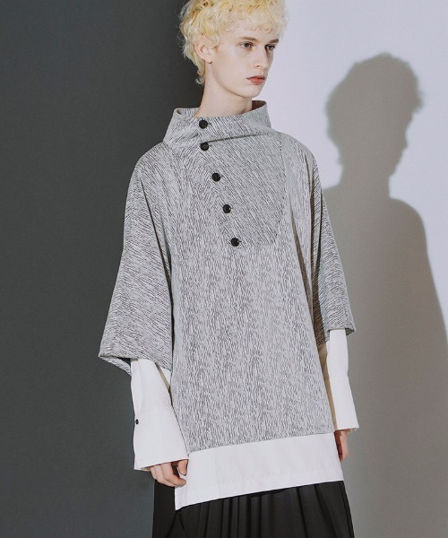 NO ID.(ノーアイディ)の「mlt5869- ランダムテレコドッキングオフタートルPO カットソー(459006-593T)(Tシャツ/カットソー・メンズ・グレー/ホワイト×ライトグレー/ブラック・ONE SIZE)」の5枚目の写真