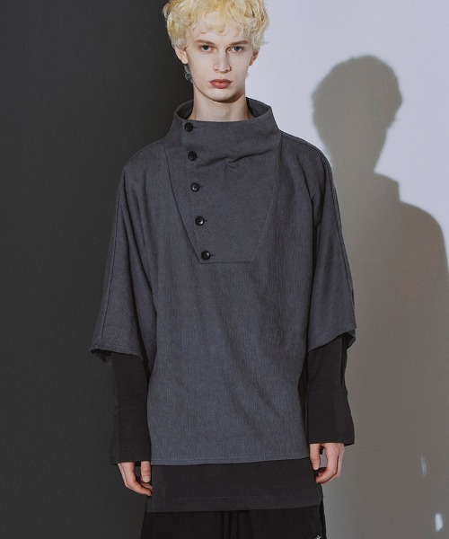 NO ID.(ノーアイディ)の「mlt5869- ランダムテレコドッキングオフタートルPO カットソー(459006-593T)(Tシャツ/カットソー・メンズ・グレー/ホワイト×ライトグレー/ブラック・ONE SIZE)」の6枚目の写真